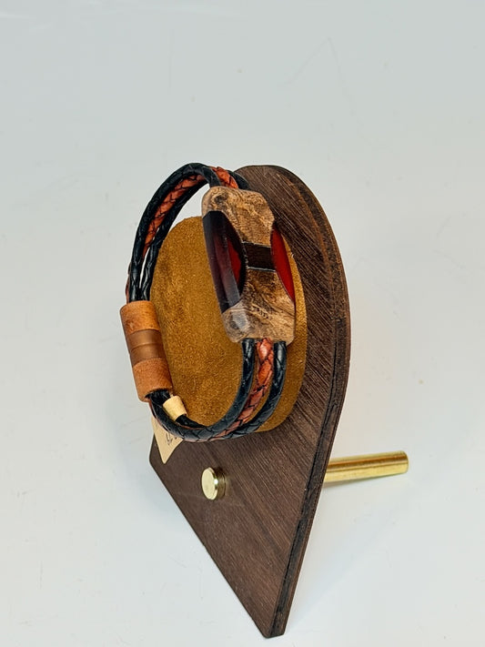 X SMALL ELLIPSE MIXED MEDIA WOOD BRACELET WITH MAGNETIC CLASP NL359