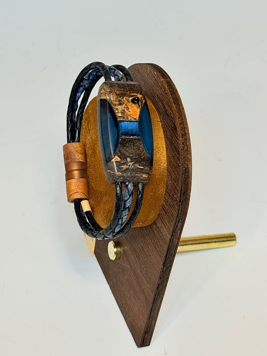 X SMALL ELLIPSE MIXED MEDIA WOOD BRACELET WITH MAGNETIC CLASP NL360