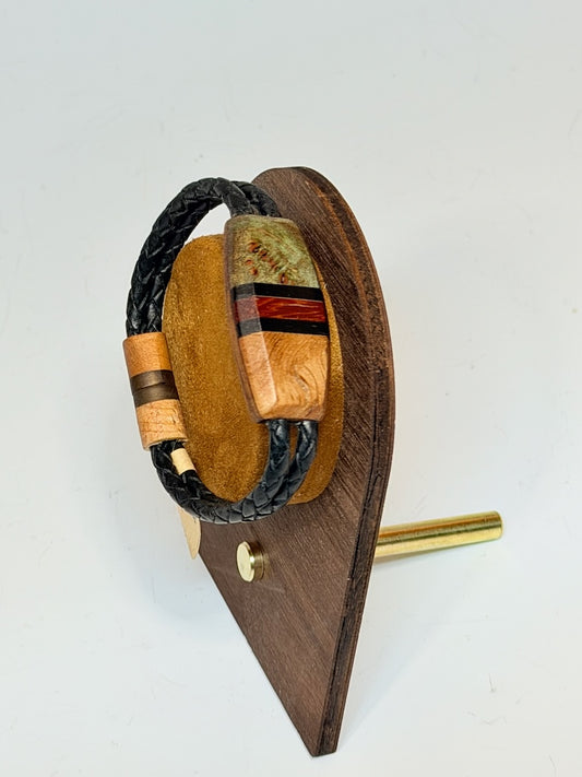 X SMALL SYMMETRY MIXED MEDIA WOOD BRACELET WITH MAGNETIC CLASP NL363