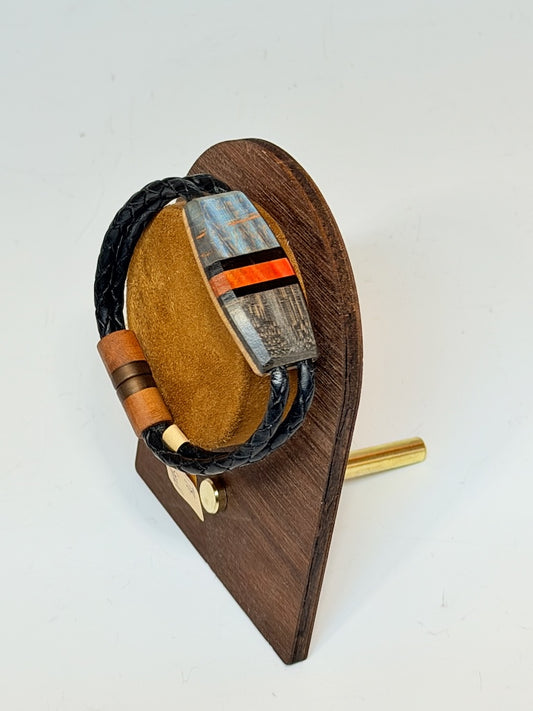 X SMALL SYMMETRY MIXED MEDIA WOOD BRACELET WITH MAGNETIC CLASP NL364