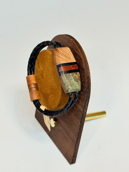 X SMALL SYMMETRY MIXED MEDIA WOOD BRACELET WITH MAGNETIC CLASP NL366