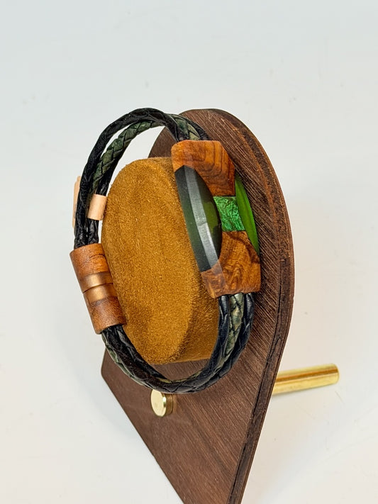 SMALL ELLIPSE MIXED MEDIA WOOD BRACELET WITH MAGNETIC CLASP NL369