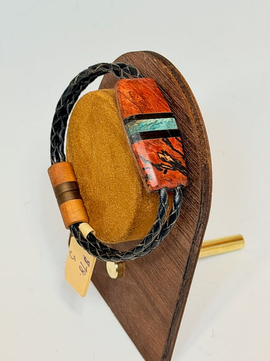 SMALL SYMMETRY MIXED MEDIA WOOD BRACELET WITH MAGNETIC CLASP NL373