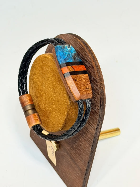 SMALL SYMMETRY MIXED MEDIA WOOD BRACELET WITH MAGNETIC CLASP NL374