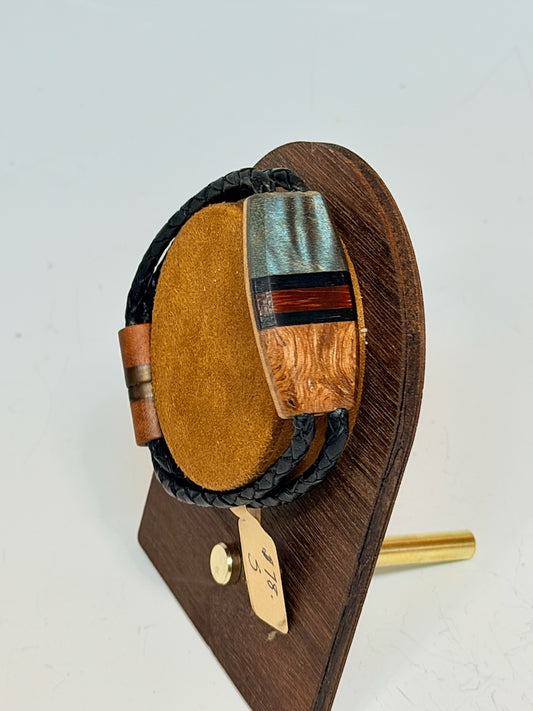 SMALL SYMMETRY MIXED MEDIA WOOD BRACELET WITH MAGNETIC CLASP NL375