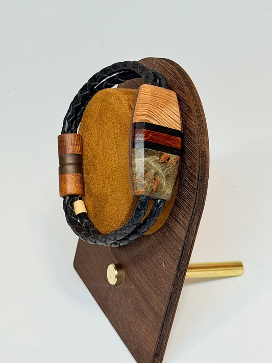 SMALL SYMMETRY MIXED MEDIA WOOD BRACELET WITH MAGNETIC CLASP NL376