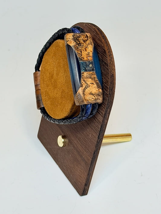 MEDIUM ELLIPSE MIXED MEDIA WOOD BRACELET WITH MAGNETIC CLASP NL379