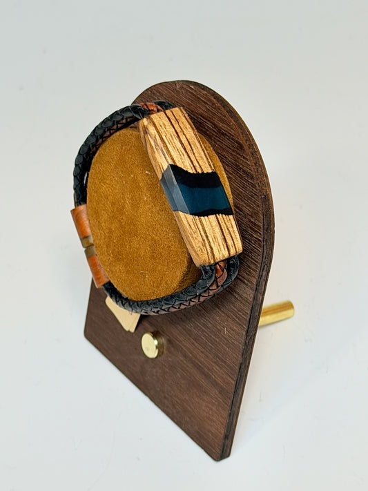 MEDIUM RIVER MIXED MEDIA WOOD BRACELET WITH MAGNETIC CLASP NL381