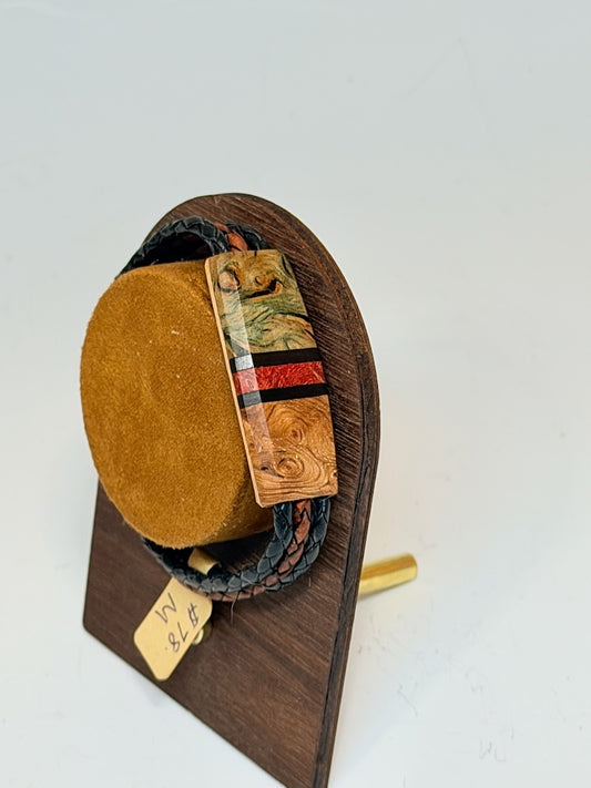 MEDIUM SYMMETRY MIXED MEDIA WOOD BRACELET WITH MAGNETIC CLASP NL384