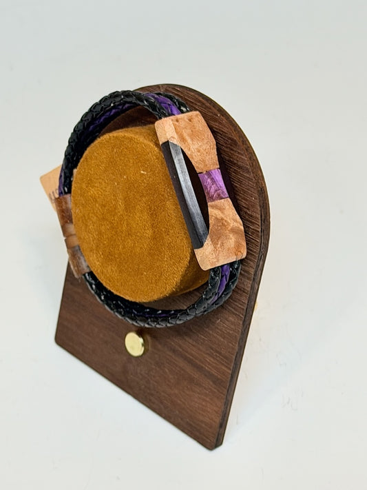 LARGE ELLIPSE MIXED MEDIA WOOD BRACELET WITH MAGNETIC CLASP NL388