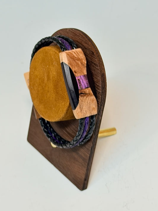 X-LARGE ELLIPSE MIXED MEDIA WOOD BRACELET WITH MAGNETIC CLASP NL395