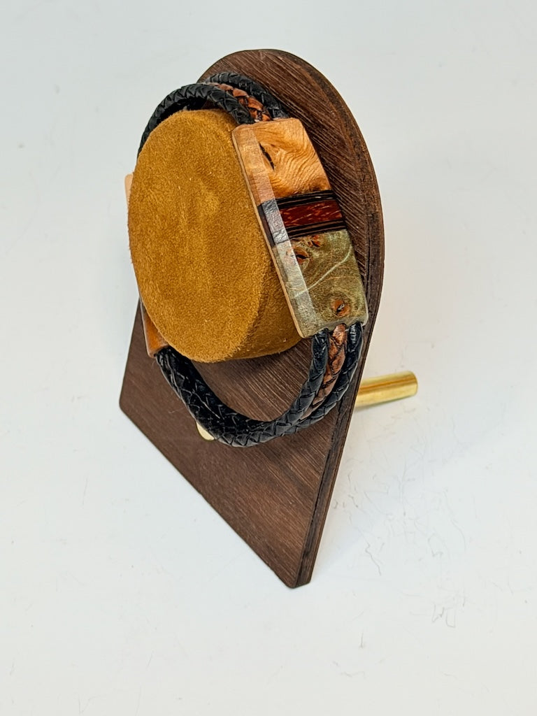X-LARGE SYMMETRY MIXED MEDIA WOOD BRACELET WITH MAGNETIC CLASP NL399
