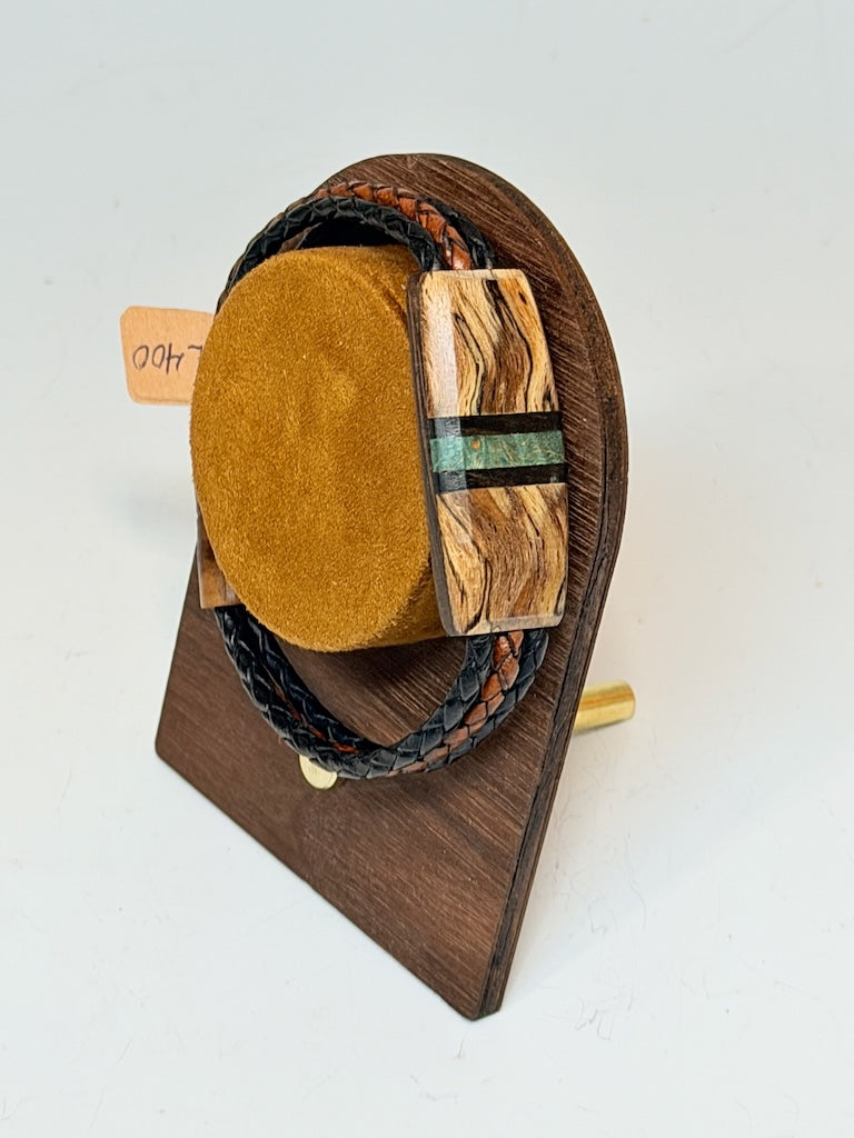X-LARGE SYMMETRY MIXED MEDIA WOOD BRACELET WITH MAGNETIC CLASP NL400