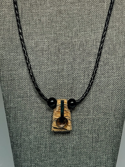 NEXUS MIXED MEDIA AND WOOD NECKLACE WITH STAINLESS STEEL CLOSURE - NL401