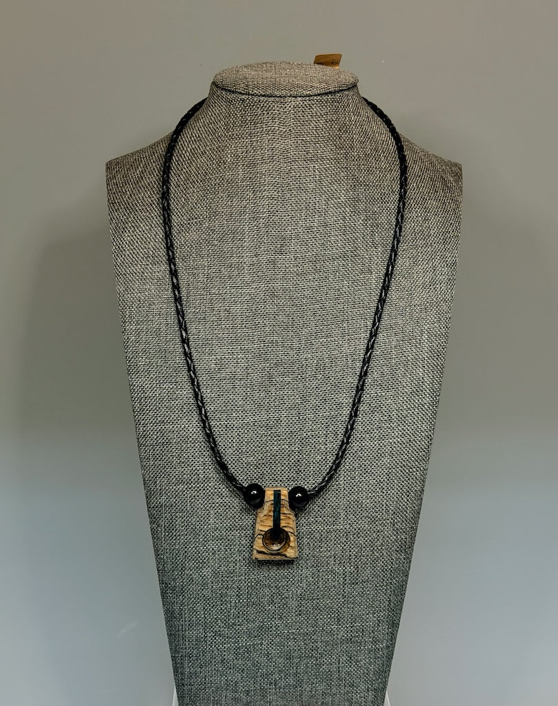 NEXUS MIXED MEDIA AND WOOD NECKLACE WITH STAINLESS STEEL CLOSURE - NL401