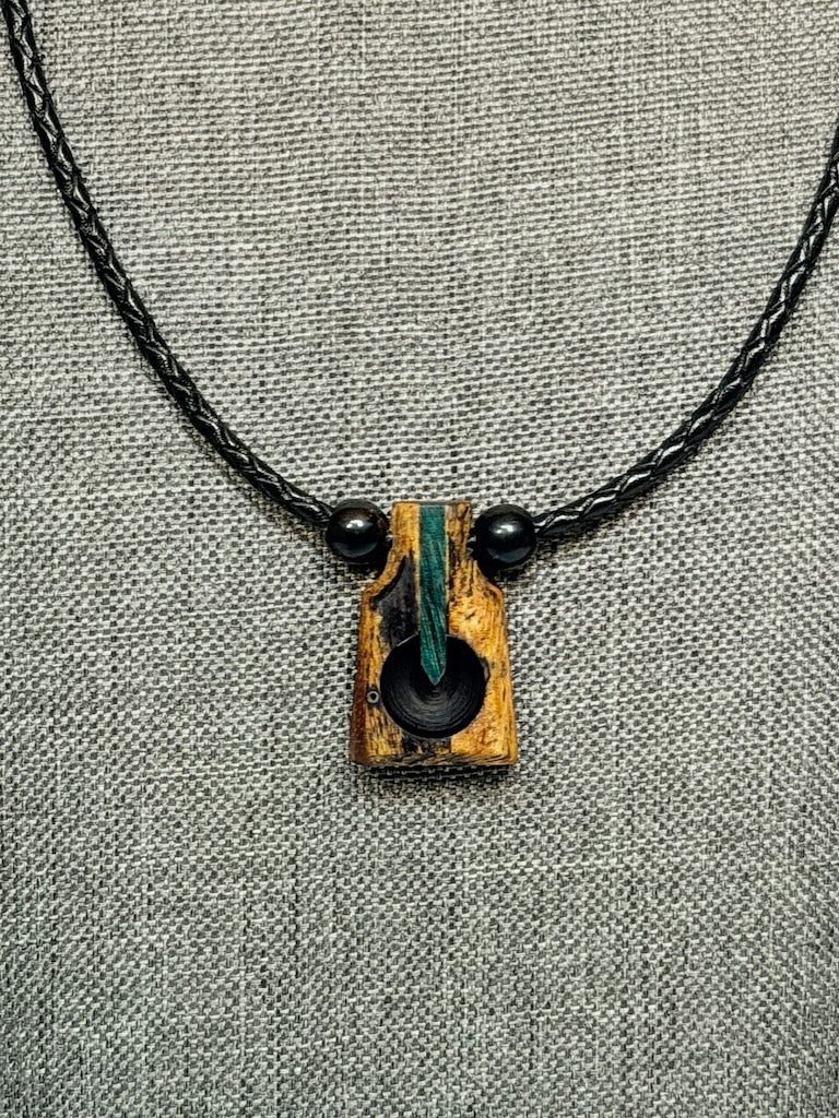 NEXUS MIXED MEDIA AND WOOD NECKLACE WITH STAINLESS STEEL CLOSURE - NL404