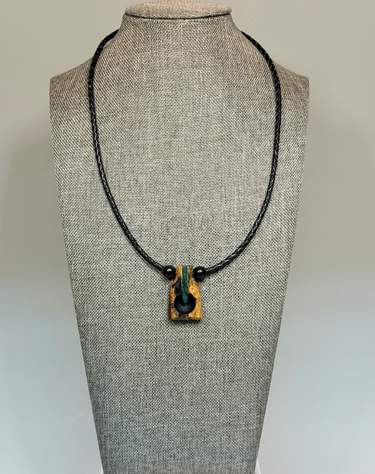 NEXUS MIXED MEDIA AND WOOD NECKLACE WITH STAINLESS STEEL CLOSURE - NL404