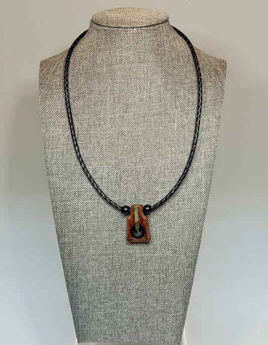 NEXUS MIXED MEDIA AND WOOD NECKLACE WITH STAINLESS STEEL CLOSURE - NL405
