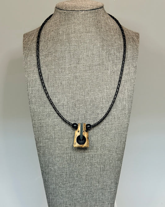 NEXUS MIXED MEDIA AND WOOD NECKLACE WITH STAINLESS STEEL CLOSURE - NL406