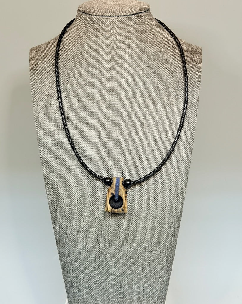 NEXUS MIXED MEDIA AND WOOD NECKLACE WITH STAINLESS STEEL CLOSURE - NL407