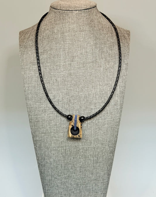 NEXUS MIXED MEDIA AND WOOD NECKLACE WITH STAINLESS STEEL CLOSURE - NL407