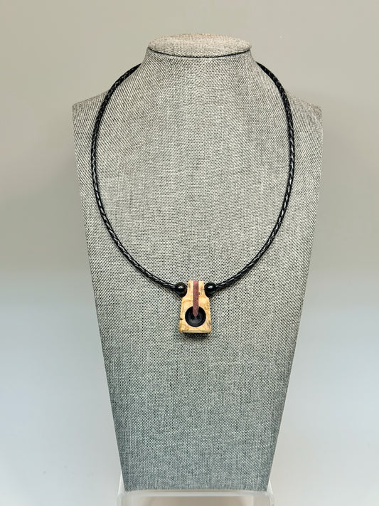 NEXUS MIXED MEDIA AND WOOD NECKLACE WITH STAINLESS STEEL CLOSURE - NL409