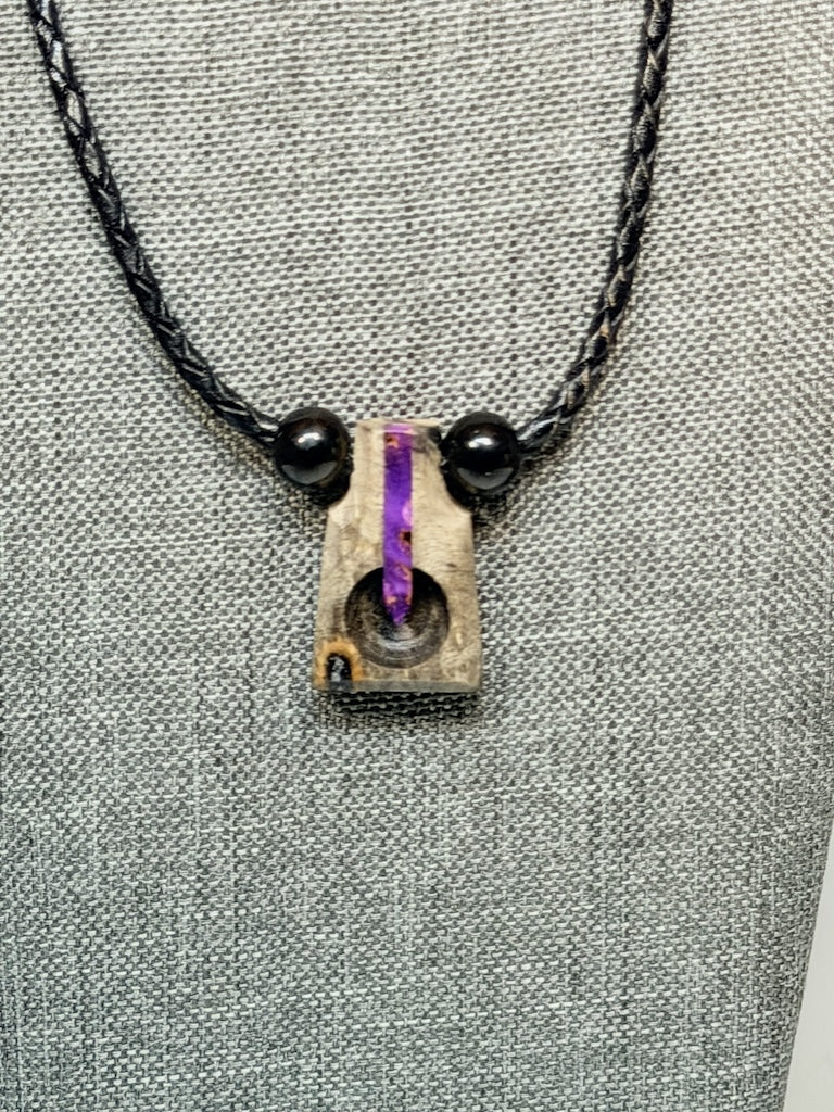 NEXUS MIXED MEDIA AND WOOD NECKLACE WITH STAINLESS STEEL CLOSURE - NL410