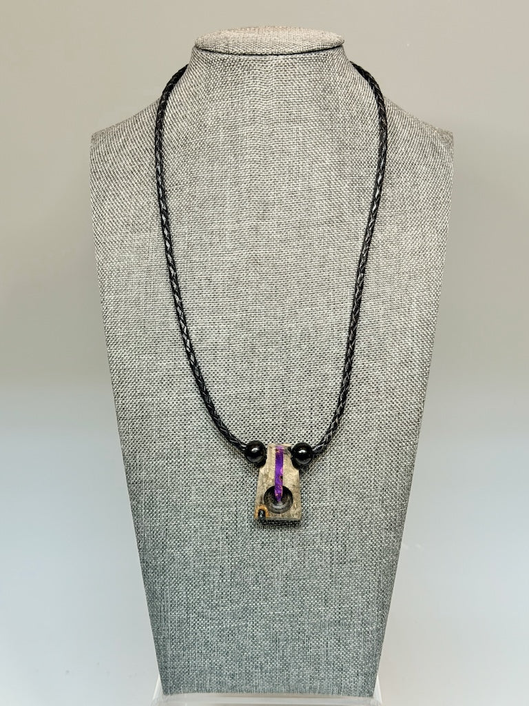 NEXUS MIXED MEDIA AND WOOD NECKLACE WITH STAINLESS STEEL CLOSURE - NL410