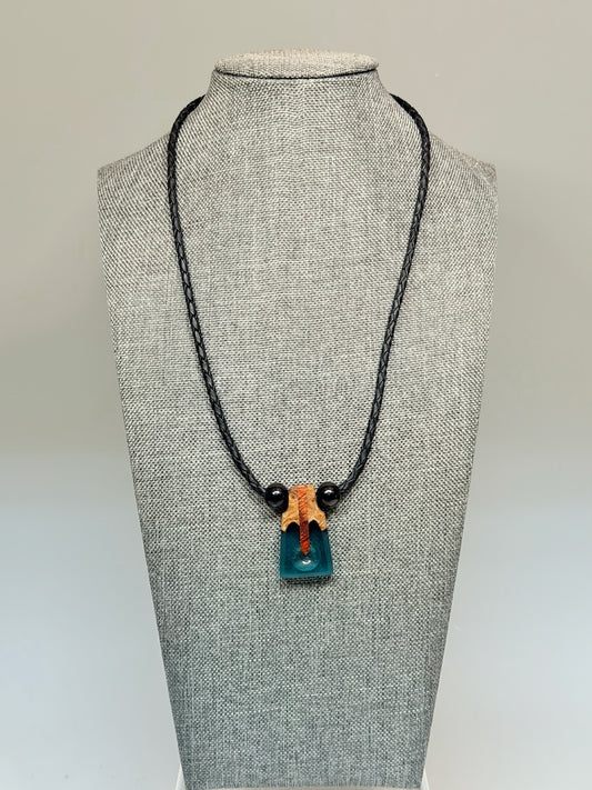 NEXUS LE MIXED MEDIA AND WOOD NECKLACE WITH STAINLESS STEEL CLOSURE - NL411