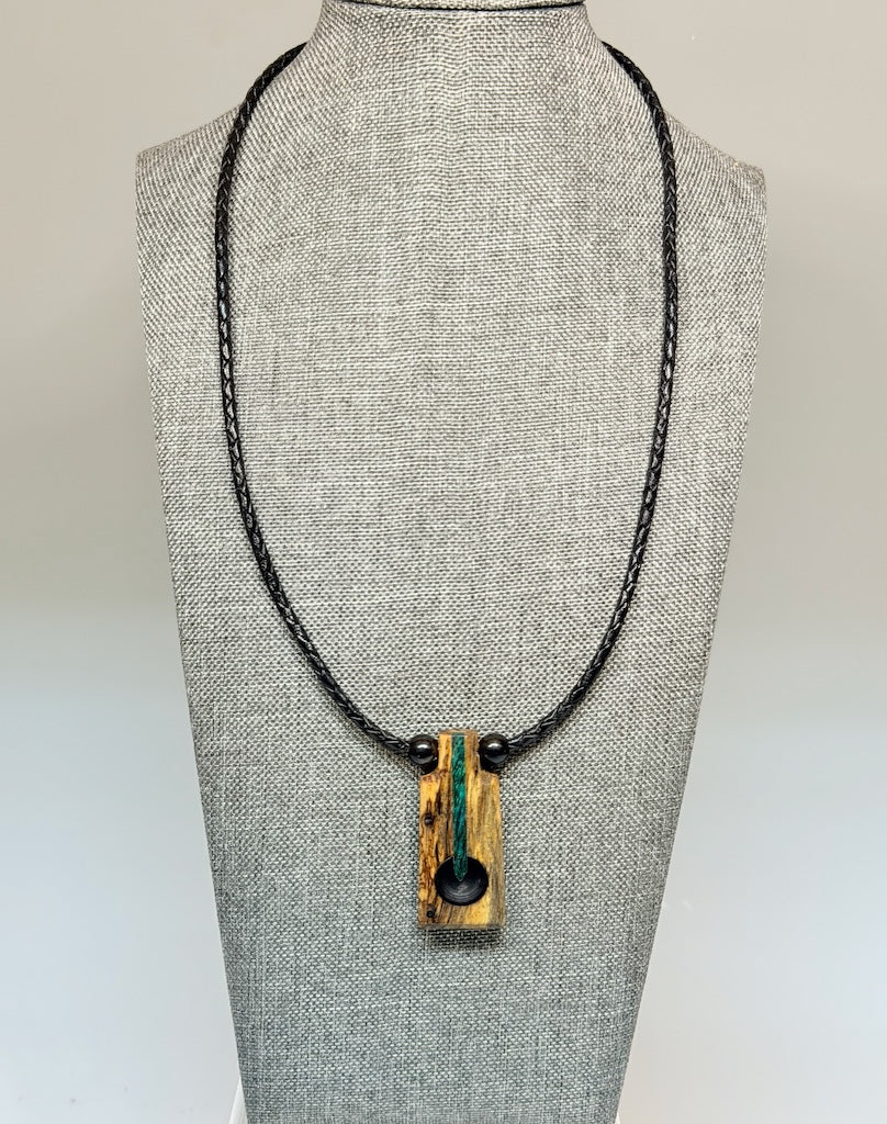NEXUS MIXED MEDIA AND WOOD NECKLACE WITH STAINLESS STEEL CLOSURE - NL413