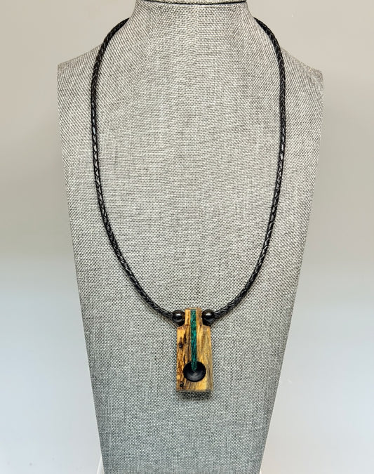 NEXUS MIXED MEDIA AND WOOD NECKLACE WITH STAINLESS STEEL CLOSURE - NL413