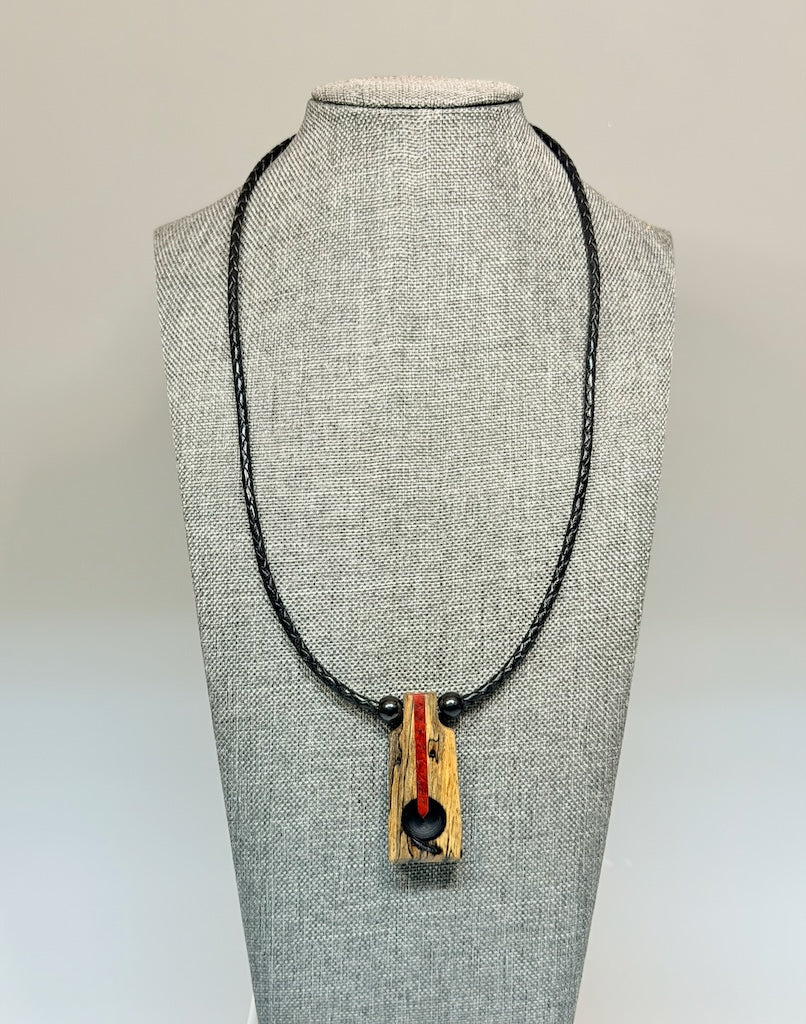 NEXUS MIXED MEDIA AND WOOD NECKLACE WITH STAINLESS STEEL CLOSURE - NL414