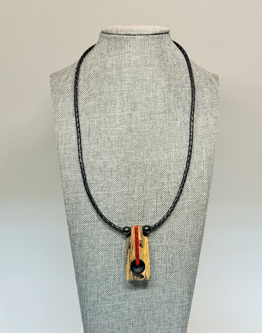 NEXUS MIXED MEDIA AND WOOD NECKLACE WITH STAINLESS STEEL CLOSURE - NL414