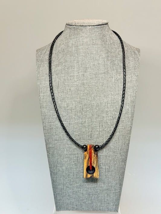 NEXUS MIXED MEDIA AND WOOD NECKLACE WITH STAINLESS STEEL CLOSURE - NL415