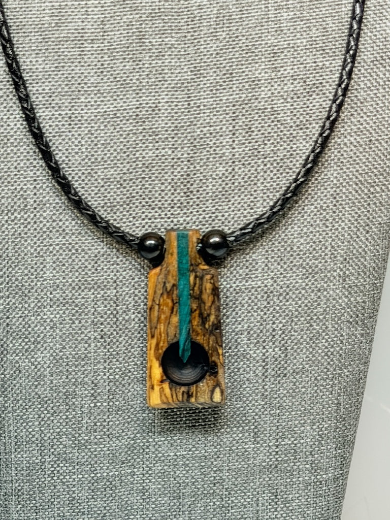 NEXUS MIXED MEDIA AND WOOD NECKLACE WITH STAINLESS STEEL CLOSURE - NL419