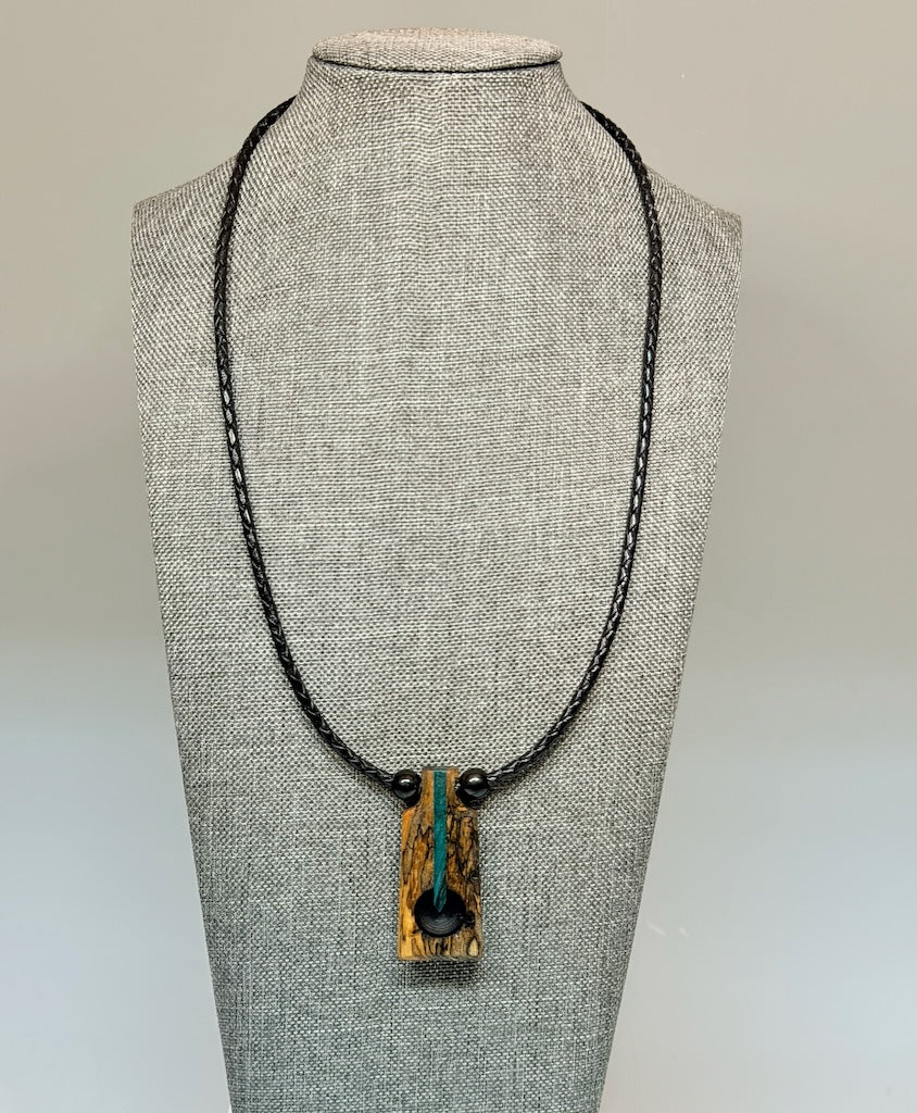 NEXUS MIXED MEDIA AND WOOD NECKLACE WITH STAINLESS STEEL CLOSURE - NL419