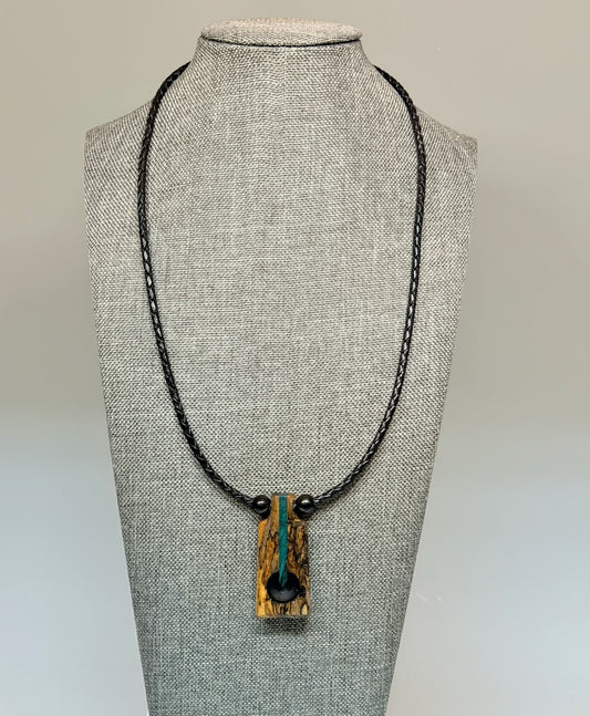 NEXUS MIXED MEDIA AND WOOD NECKLACE WITH STAINLESS STEEL CLOSURE - NL419