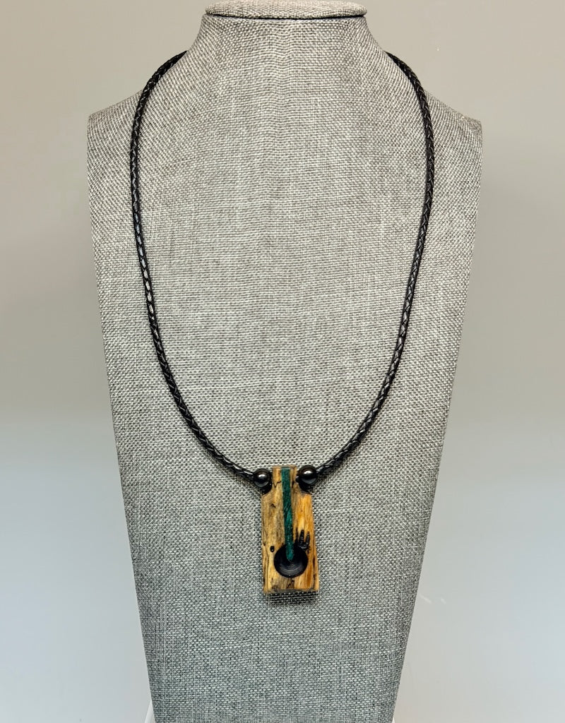 NEXUS MIXED MEDIA AND WOOD NECKLACE WITH STAINLESS STEEL CLOSURE - NL420