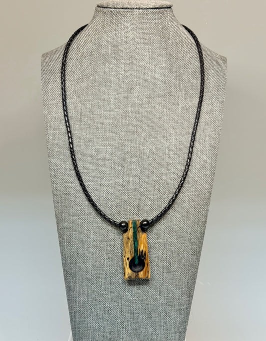 NEXUS MIXED MEDIA AND WOOD NECKLACE WITH STAINLESS STEEL CLOSURE - NL420