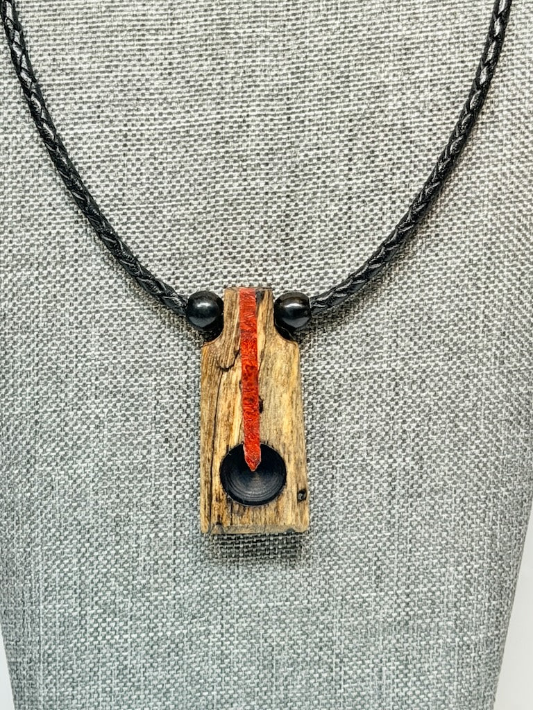 NEXUS MIXED MEDIA AND WOOD NECKLACE WITH STAINLESS STEEL CLOSURE - NL421