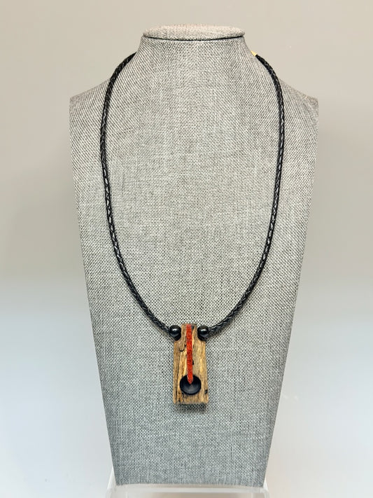 NEXUS MIXED MEDIA AND WOOD NECKLACE WITH STAINLESS STEEL CLOSURE - NL421
