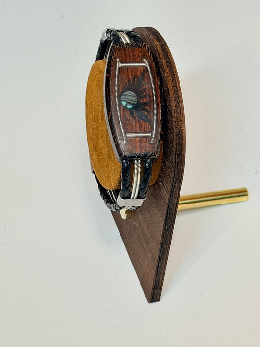 LARGE BURNING UP THE FRETS MIXED MEDIA WOOD BRACELET NL424