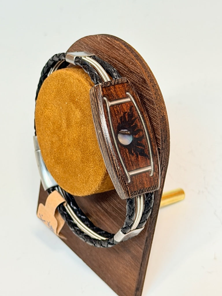 EXTRA LARGE BURNING UP THE FRETS MIXED MEDIA WOOD BRACELET NL425