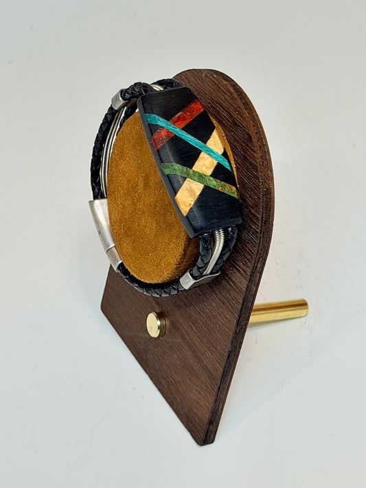 MEDIUM ABSTRACT RIFFS MIXED MEDIA WOOD BRACELET NL428