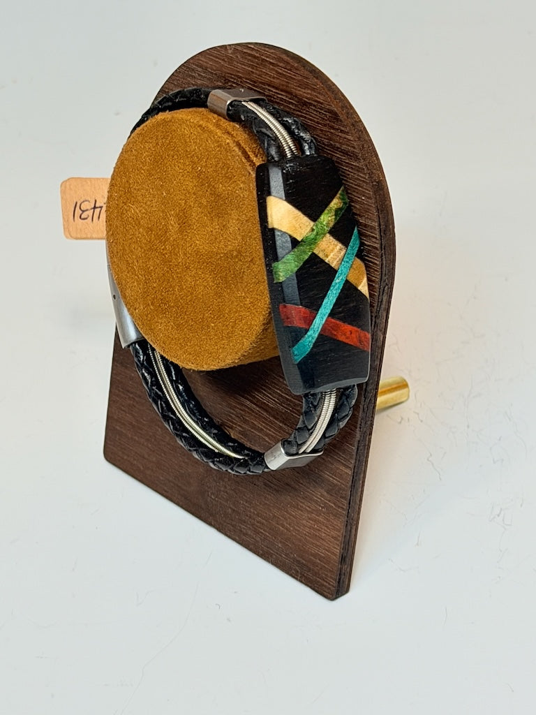EXTRA LARGE ABSTRACT RIFFS MIXED MEDIA WOOD BRACELET NL431