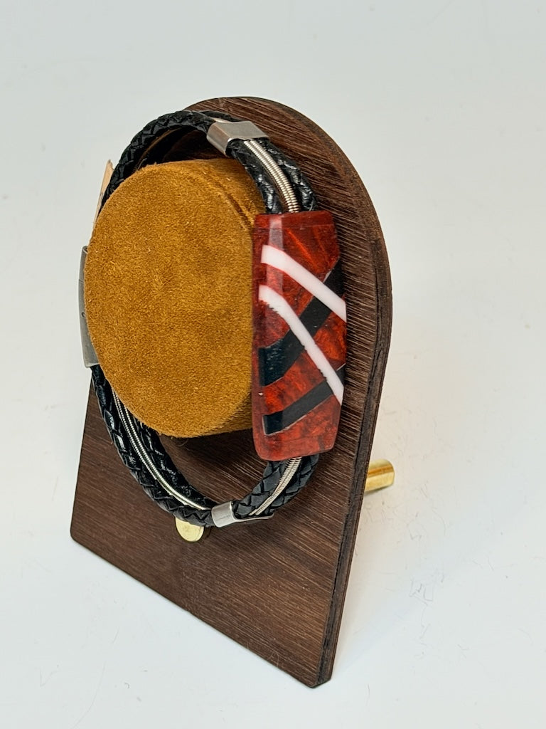 EXTRA LARGE ABSTRACT RIFFS MIXED MEDIA WOOD BRACELET NL432