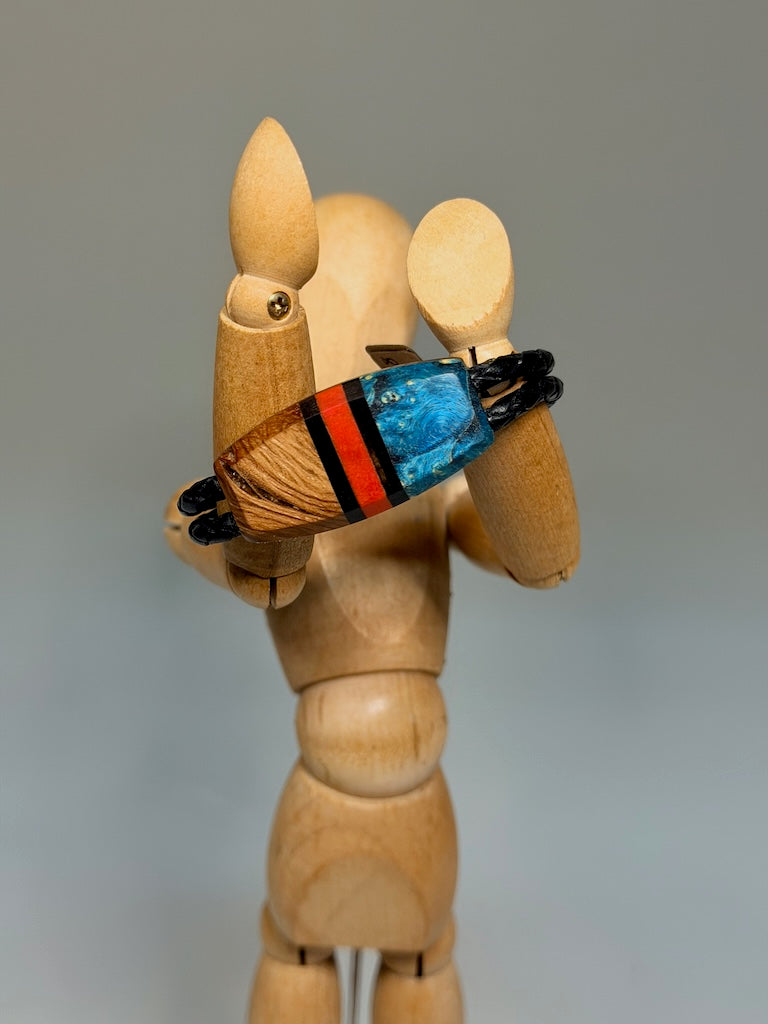X SMALL SYMMETRY MIXED MEDIA WOOD BRACELET WITH MAGNETIC CLASP NL438