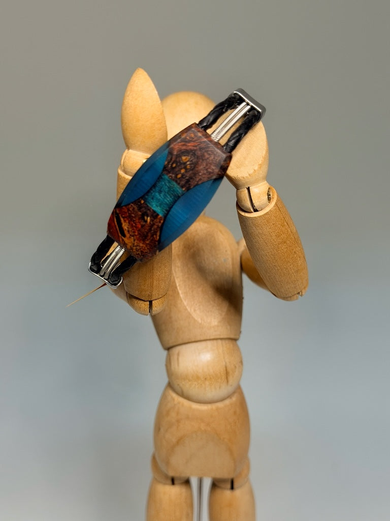 SMALL ELLIPSE MIXED MEDIA WOOD BRACELET WITH SLIDE CLASP NL440