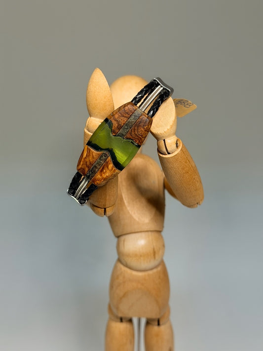 SMALL RIVER II MIXED MEDIA WOOD BRACELET WITH SLIDE CLASP NL441