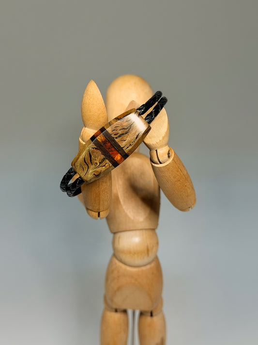 SMALL SYMMETRY MIXED MEDIA WOOD BRACELET WITH MAGNETIC CLASP NL443